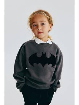 H&M - Boys Grey Printed Brushed-Inside Sweatshirt