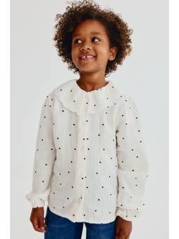 H&M - Girls White Patterned Muslin Blouse