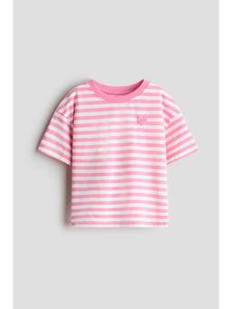H&M - Girls Pink Appliqued Cotton T-Shirt