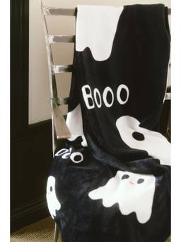 H&M - Black Patterned fleece blanket