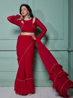 NUD - Betty Magenta Stitched Overlapped Blouse