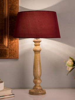Homesake - Mabel Rustic Wood Table Lamp Red Shade