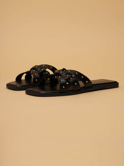 ERIDANI - Caily Black Studded Flats