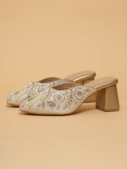 ERIDANI - Eira Gold Embroidered Mules