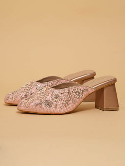 ERIDANI - Eira Rose Gold Embroidered Mules