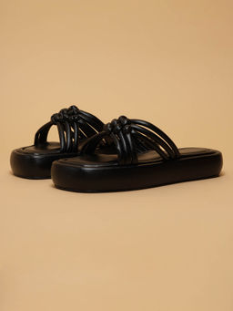 ERIDANI - Prisca Black Casual Flatform Sandals