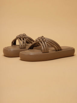 ERIDANI - Prisca Taupe Casual Flatform Sandals