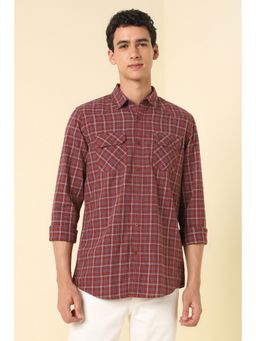 Allen Solly - Men Red Checks Casual Shirt