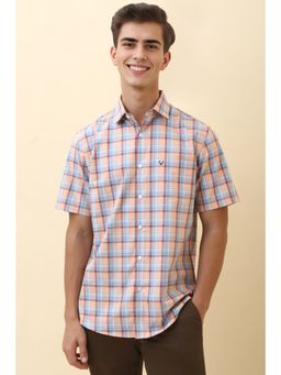 Allen Solly - Men Peach Checks Casual Shirt