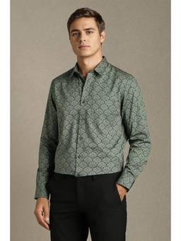 Louis Philippe - Men Green Printed Party Shirt