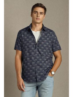 Louis Philippe - Men Navy Blue Printed Casual Shirt