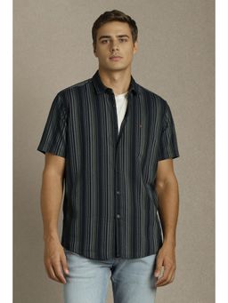 Louis Philippe - Men Black Stripes Casual Shirt