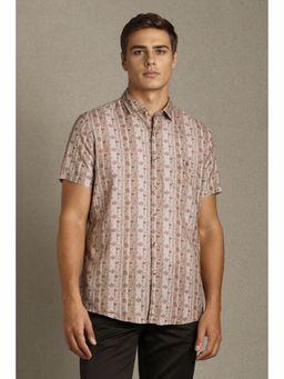 Louis Philippe - Men Beige Printed Casual Shirt