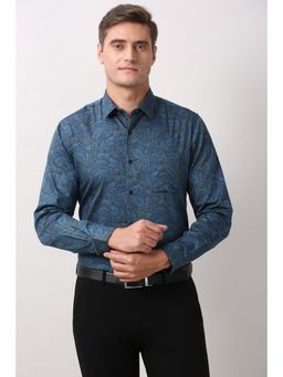 Peter England - Men Blue Printed Formal Shirt