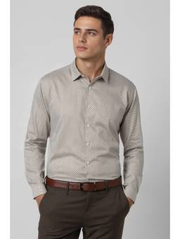 Van Heusen - Men Beige Printed Formal Shirt