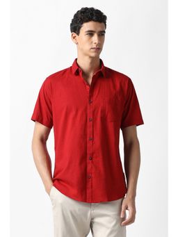 Van Heusen - Men Red Solid Party Shirt