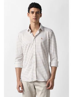 Van Heusen - Men White Stripes Casual Shirt