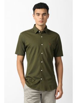 Van Heusen - Men Olive Textured Casual Shirt