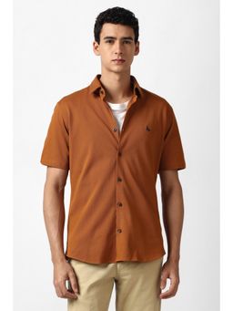 Van Heusen - Men Rust Solid Casual Shirt