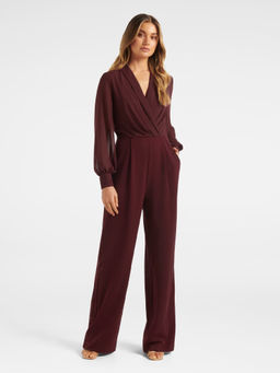 Forever New - Maroon Ciara Wrap Top Jumpsuit