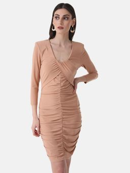 Kazo - Peach Ruched Mini Dress