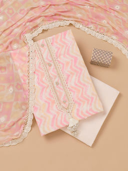 Koskii - Multi Thread Work Cotton Unstitched Salwar Suit (Set of 3)