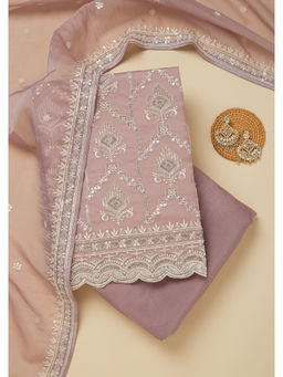 Koskii - Mauve Embroidered Tissue Unstitched Salwar Suit (Set of 3)