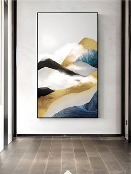 The Handmade Flair - Off White Mountains In The Clouds Printed Framed Canvas Wall Art