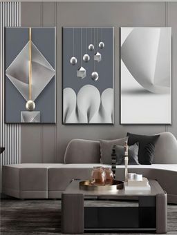 The Handmade Flair - Grey Aesthetics Minimalist Wall Art (Pack of 3)