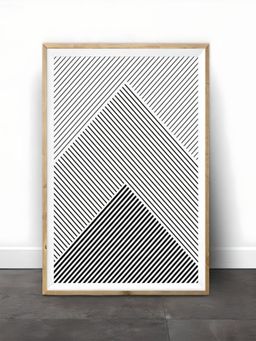 The Handmade Flair - Black & White Minimalist Geometric Line Wall Art