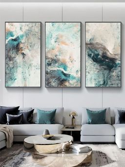 The Handmade Flair - Blue Green Natural Shades Wall Art (Pack of 3)