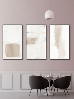 The Handmade Flair - White & Beige Neutral Faded Hues Minimalist Wall Art (Pack of 3)