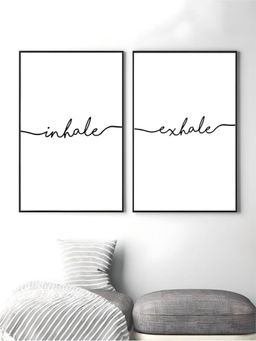 The Handmade Flair - White Inhale Exhale Word Wall Art (Pack of 2)