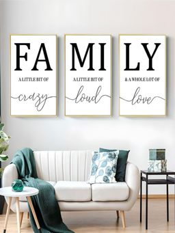 The Handmade Flair - Black & White Family Quote Wall Art (Pack of 3)