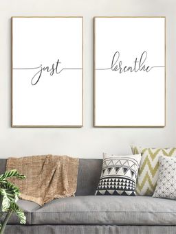 The Handmade Flair - White & Black Printed Framed Wall Art (Pack of 2)