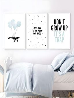 The Handmade Flair - White Dont Grow Up Quote Framed Wall Art (Pack of 3)
