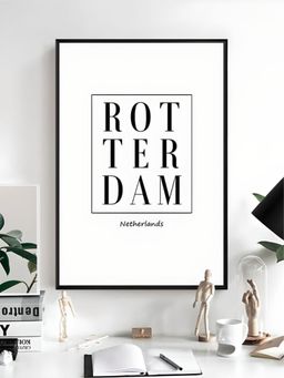 The Handmade Flair - Black & White Netherlands Leaves Canvas Wall Art