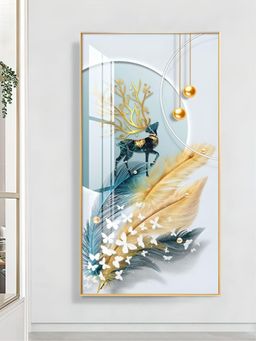 The Handmade Flair - Blue Mystical Deer-Printed Framed Wall Art