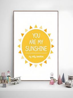 The Handmade Flair - Yellow You Are My Sunshine Quotations Canvas Wall Art