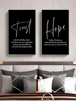 The Handmade Flair - Black Motivational Posters Canvas Painting Wall Arts (Pack of 2)