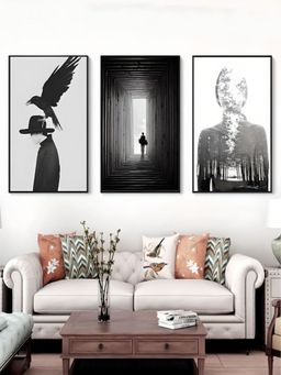 The Handmade Flair - White & Black UV Coating Wall Art (Pack of 3)