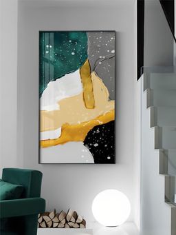 The Handmade Flair - Green & Beige Elements Vertical Format Canvas Wall Art