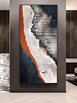 The Handmade Flair - White & Grey Vertical Format Printed Framed Canvas Wall Art