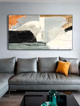 The Handmade Flair - Off White & Black Elements Painting Wall Art