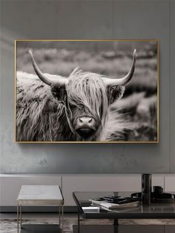 The Handmade Flair - Black & White Scottish Highland Cattle Animal Wall Art