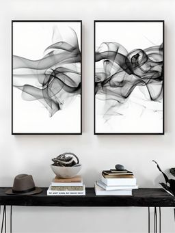 The Handmade Flair - White & Black Vapor Trails Wall Art (Pack of 2)