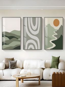 The Handmade Flair - Green & Grey Landscape Wall Art (Pack of 3)