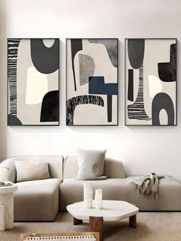The Handmade Flair - Grey & White Color Block Wall Art (Pack of 3)