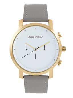 Joker and Witch - Joker & Witch Hudson White Dial Griege Faux Leather Strap Analog Mens Watch