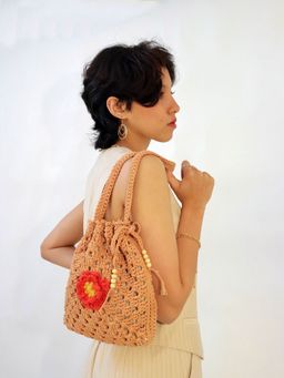 ITIHASIKALA - Crochet Flower Potli Bag